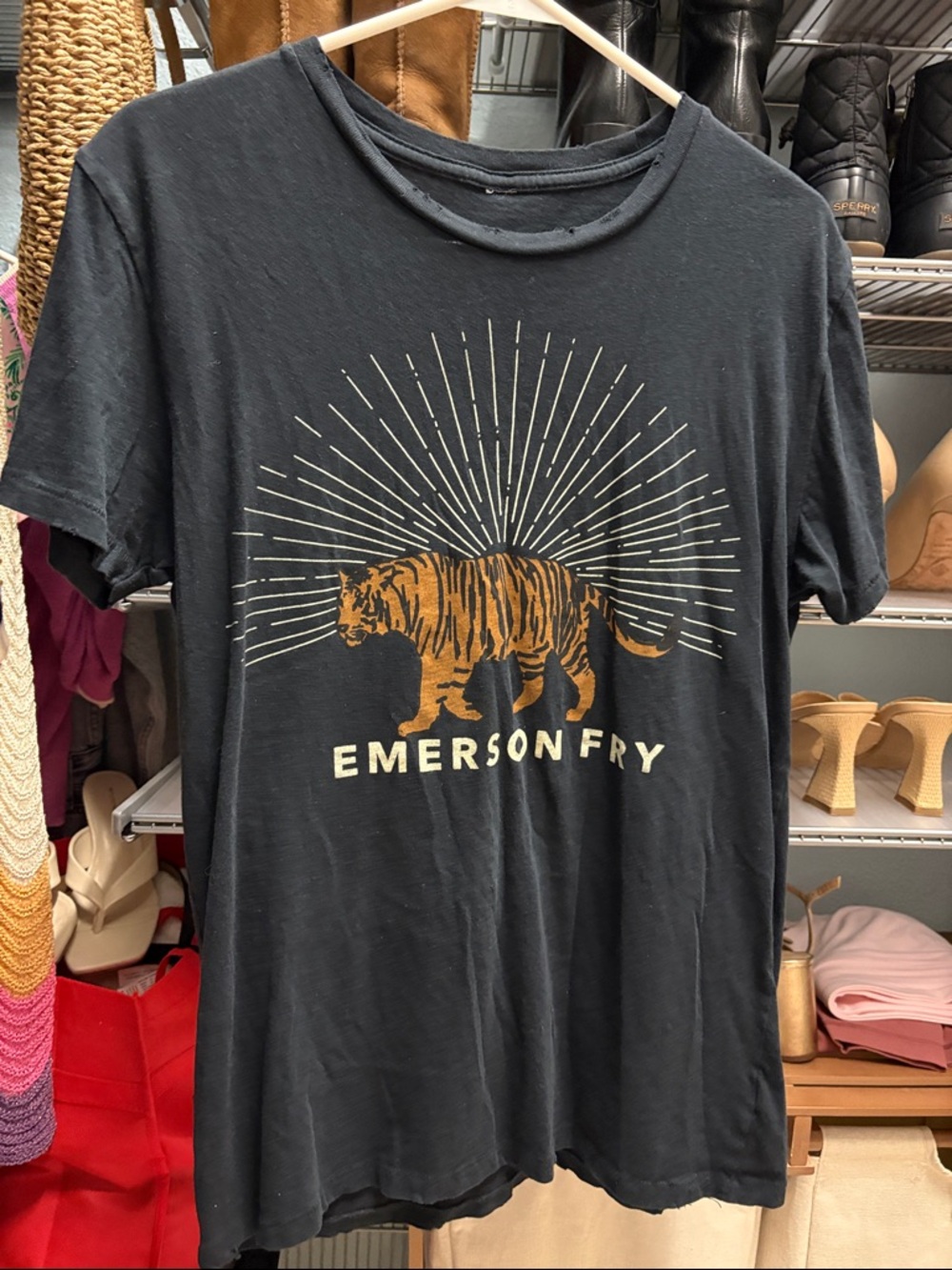 Emerson Fry Black Tee with Orange Tiger Graphic